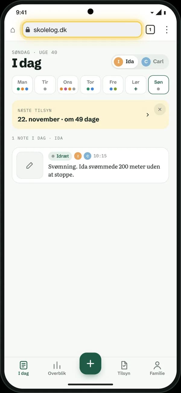 Android, trin 1: Åbn skolelog.dk i Chrome