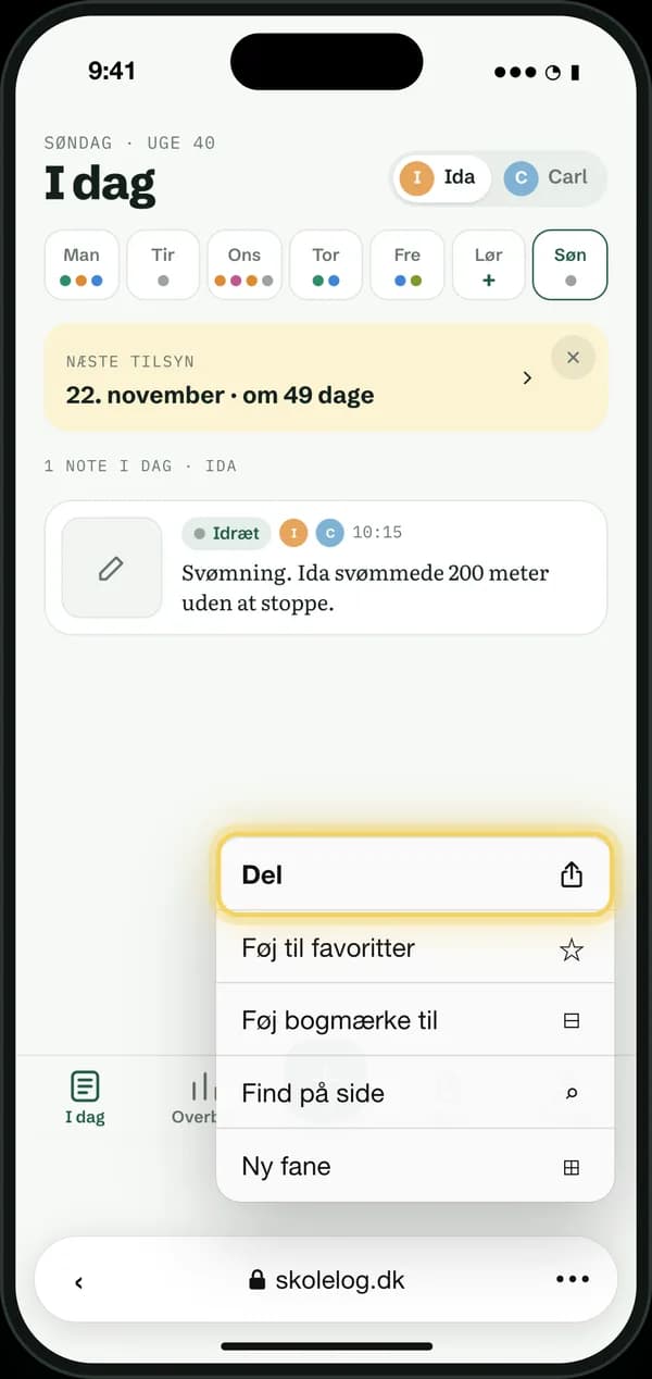iPhone, trin 2: Tryk på ••• og så på Del
